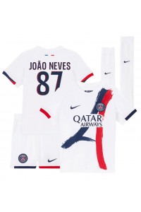 Paris Saint-Germain Joao Neves #87 Babytruitje Uit tenue Kind 2024-25 Korte Mouw (+ Korte broeken)